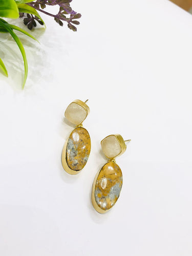 Yellow Raw Stone Earrings